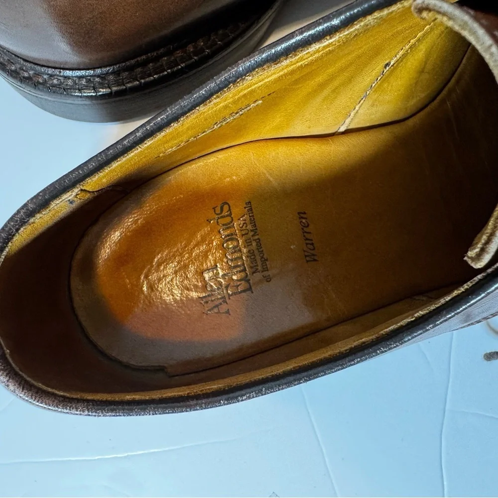 Allen Edmonds Sz 7.5D Shoes Warren Bicycle Toe Blucher Oxford Brown Leather 2292